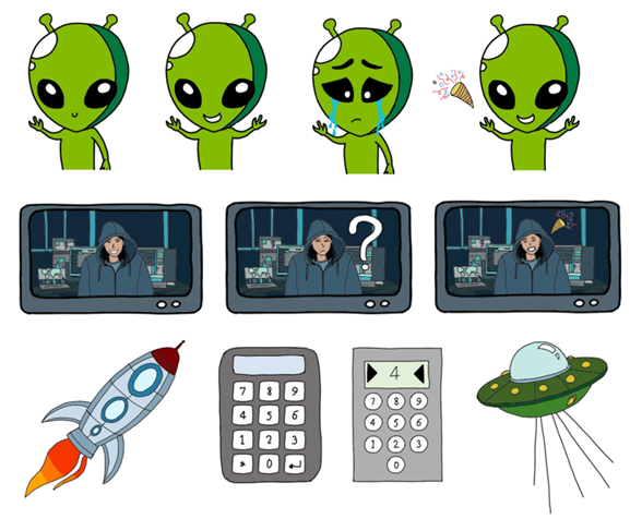 Figure 5: All stickers belonging to the Escapeling sticker pack